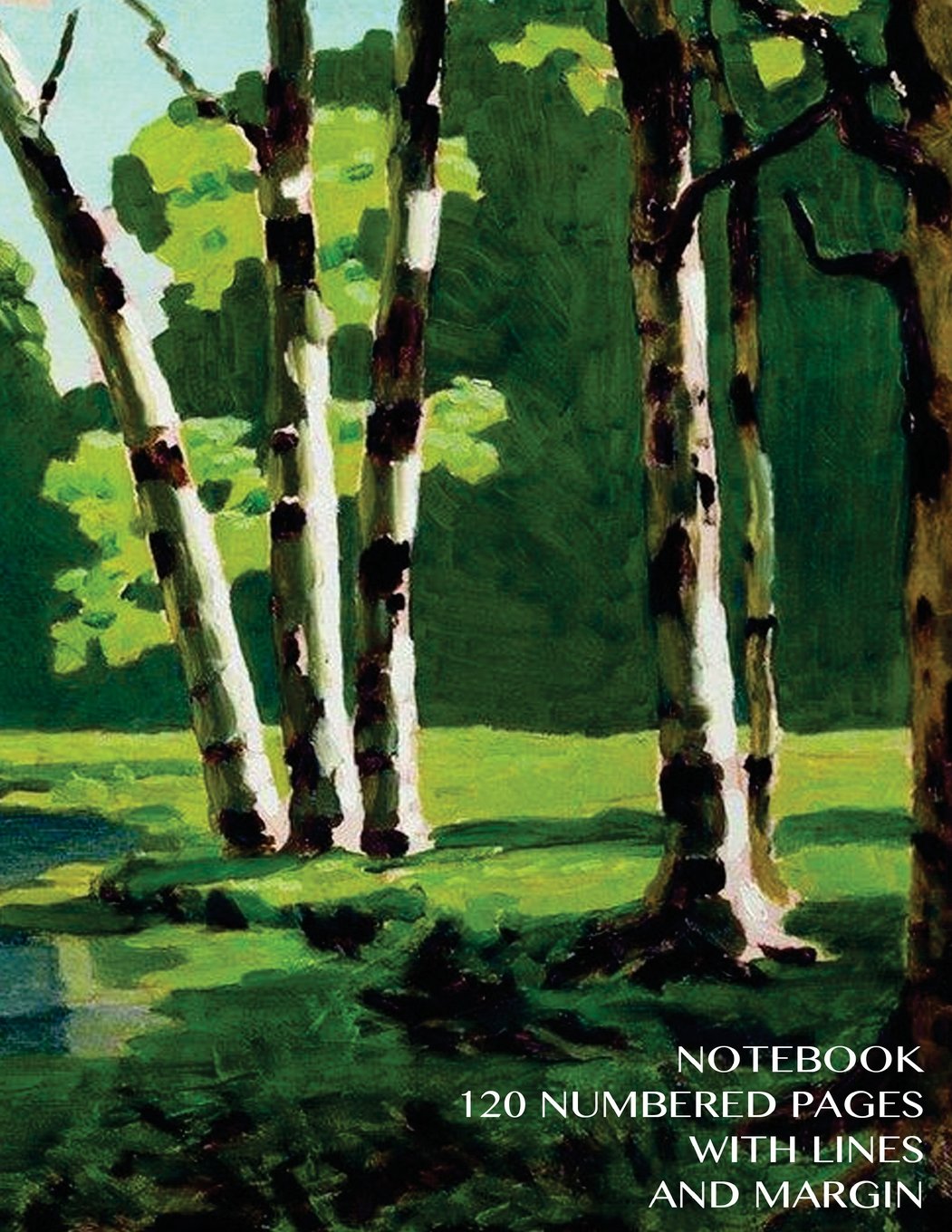 Notebook 120 Numbered Pages with Lines and Margin: Art series notebook with cover by Arkhip Kuindzhi, ruled 8.5x11 notebook with margin, perfect ... sums, composition notebook or even journal