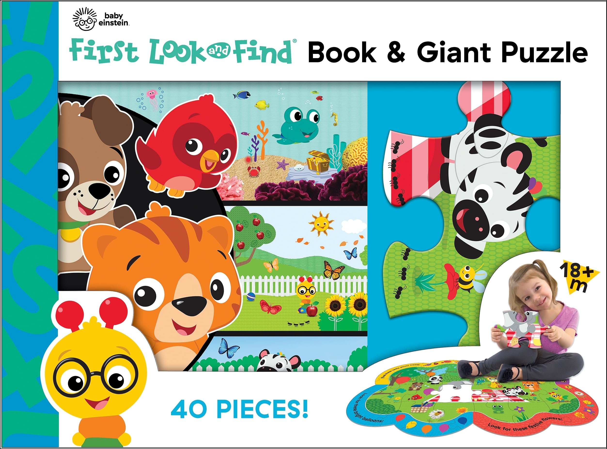 Baby Einstein - First Look and Find Board Book and Giant 40 Piece Puzzle - PI Kids