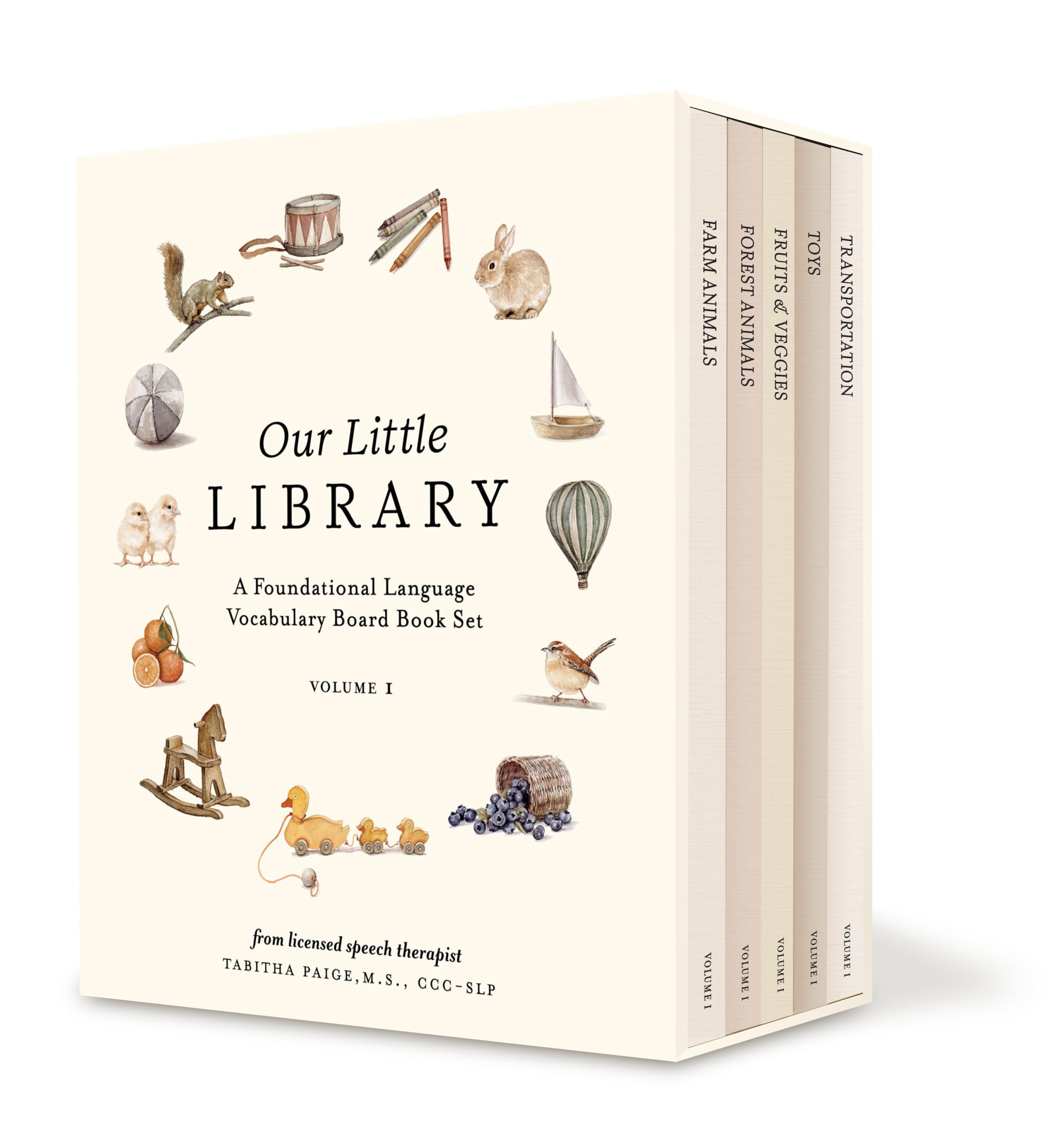 Our Little Library: A Foundational Language Vocabulary Board Book Set for Babies, Including Farm & Forest Animals, Fruits & Veggies, Toys & More: 5