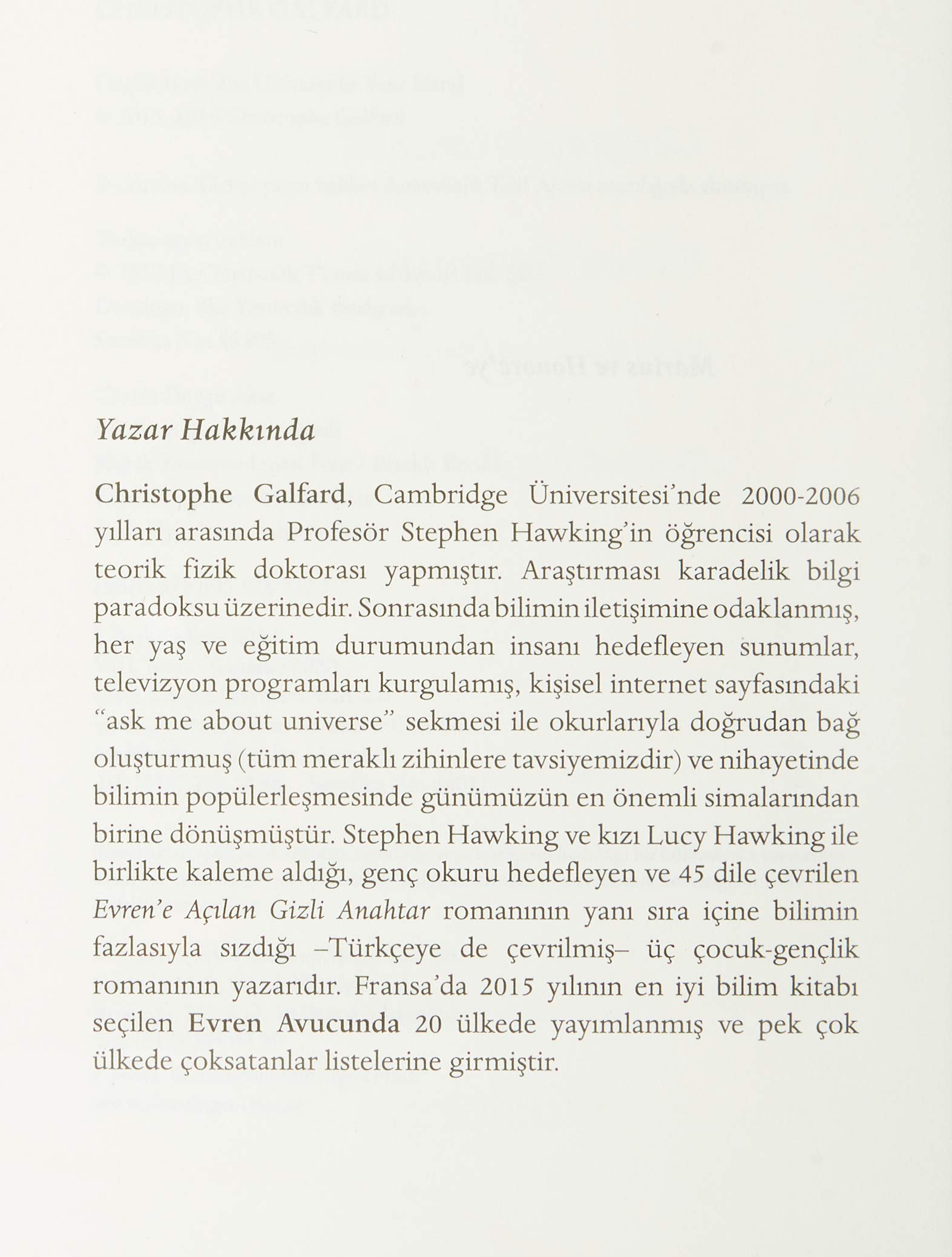 Evren Avucunda: Uzay, Zaman ve Ötesine Olağanüstü Bir Yolculuk