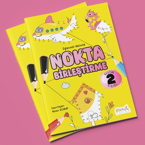 Eğlenceli Aktivite Nokta Birleştirme - Çocuklar için Boyama ve Aktivite Kitabı - Seviye 2
