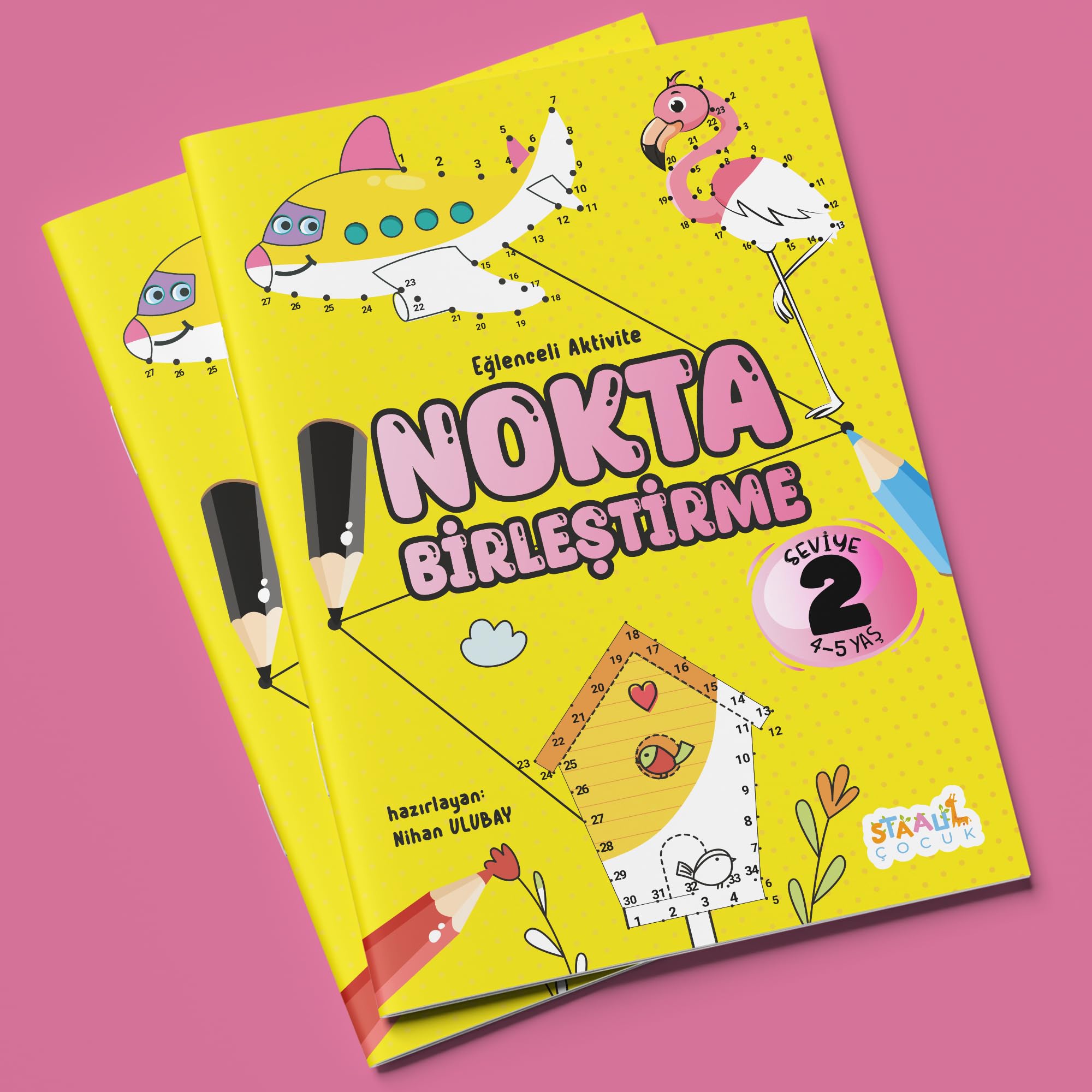 Eğlenceli Aktivite Nokta Birleştirme - Çocuklar için Boyama ve Aktivite Kitabı - Seviye 2