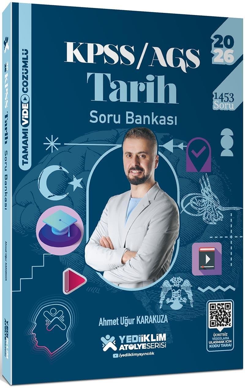 Yediiklim Yayınları 2026 KPSS AGS Atölye Serisi Genel Kültür Tarih Tamamı Video Çözümlü Soru Bankası