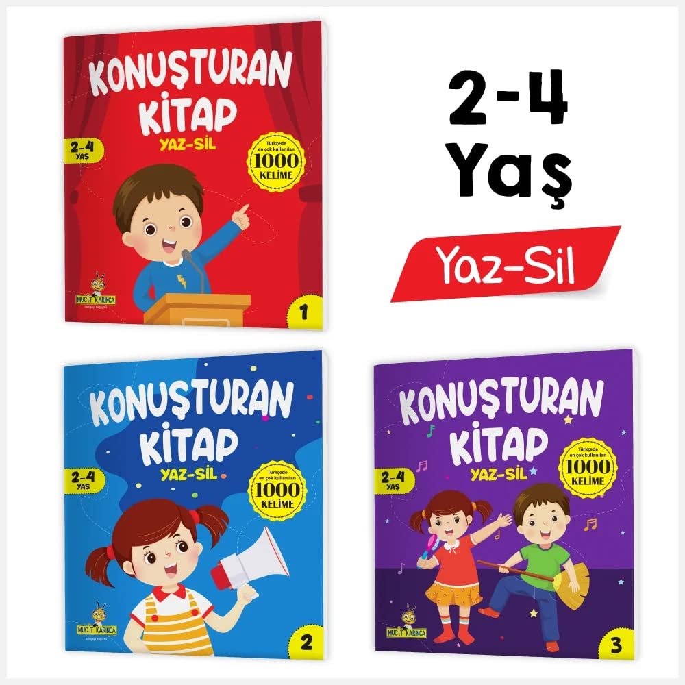 Konuşturan Kitap Serisi YAZ-SİL Kitaplar (Türkçede En Çok Kullanılan 1000 Kelime)