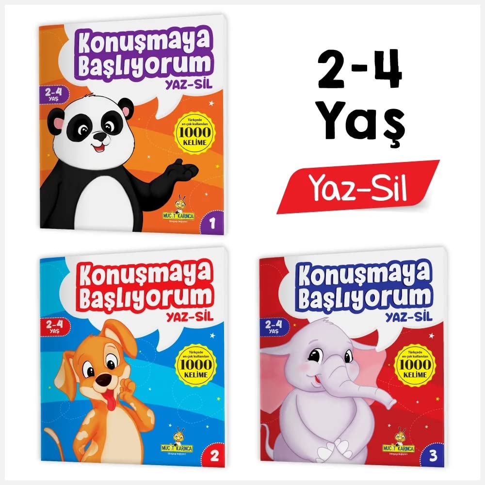 Konuşmaya Başlıyorum Serisi YAZ-SİL Kitaplar (Türkçede En Çok Kullanılan 1000 Kelime)