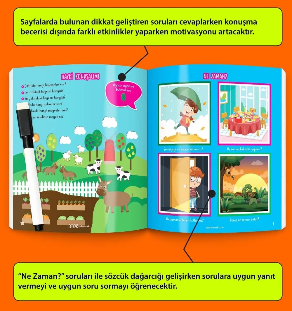 Konuşmaya Başlıyorum Serisi YAZ-SİL Kitaplar (Türkçede En Çok Kullanılan 1000 Kelime)