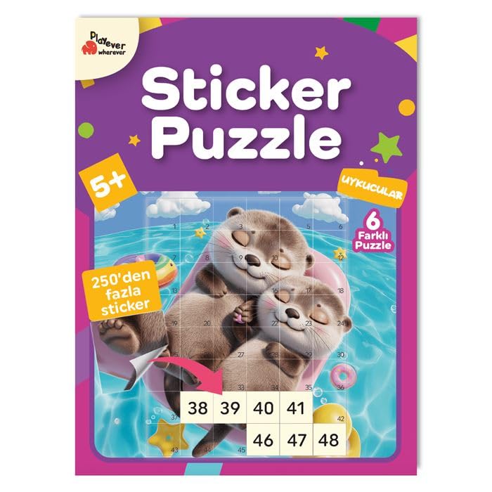 Playever Sticker Puzzle Kitabı Uykucular | Eğitici Yapıştırmalı Bulmaca | Dikkat ve Odak Geliştiren