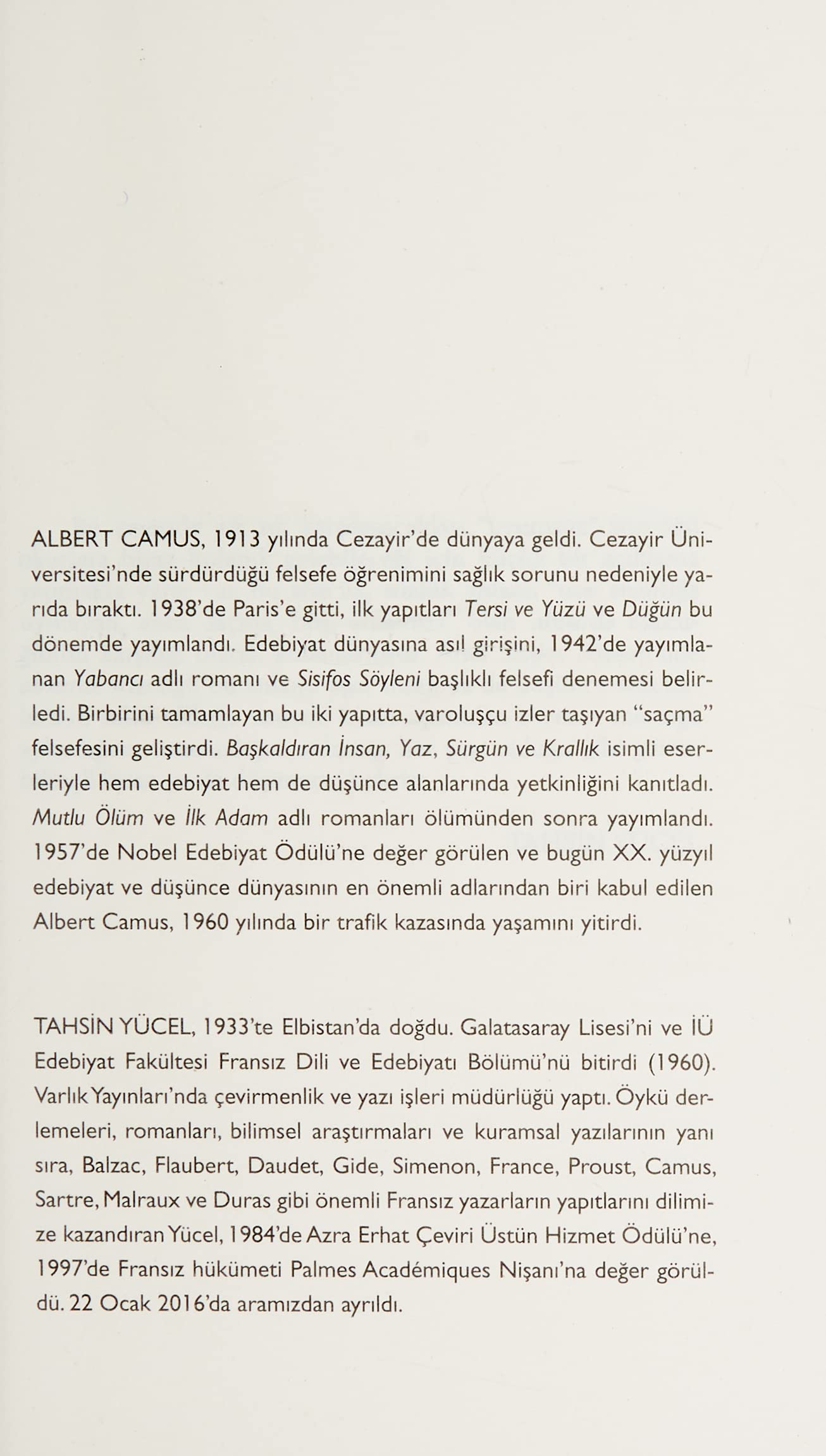 Sisifos Söyleni: 1957 Nobel Edebiyat Ödülü