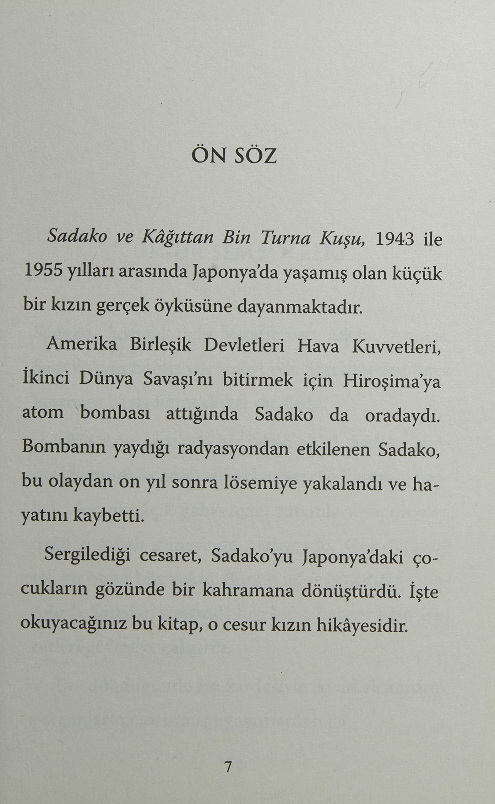 Sadako ve Kağıttan Bin Turna Kuşu