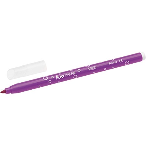 BIC Kids Kid Couleur Ultra Yıkanabilir Keçeli Boya Kalemi 12 Renk, Kolayca Çoğu Kumaştan Çıkar, Su Bazlı Keçeli Kalem