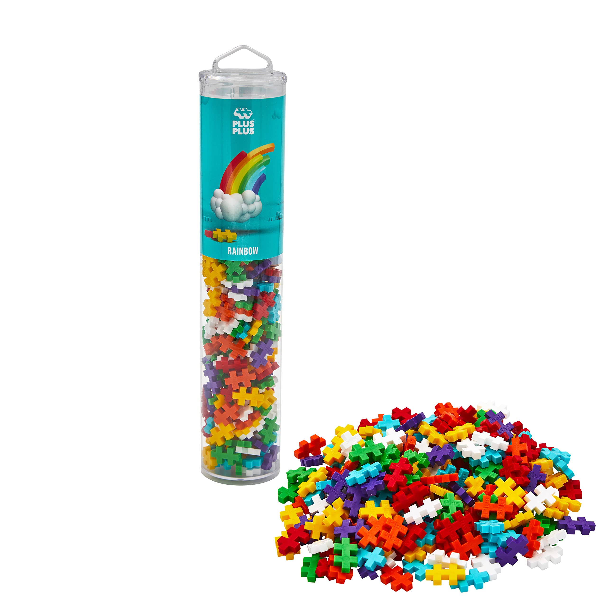 PLUS PLUS 9604262 Parlak yapı oyuncağı, gökkuşağı, yaratıcı yapı taşları tüpü, 240 parça, çok renkli, mini