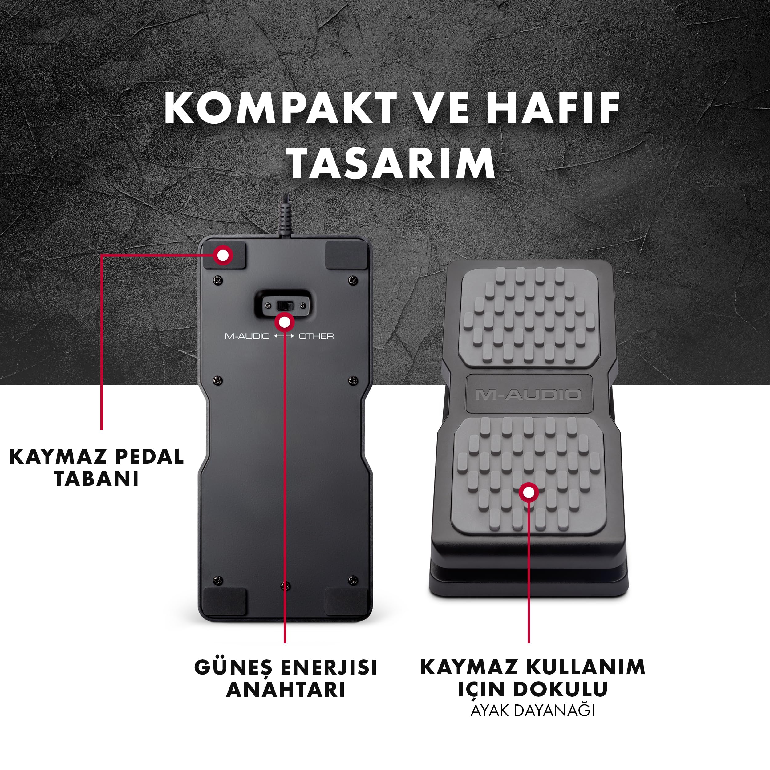 M-AUDIO EX-P - Expression Pedalı, MIDI Klavyeler/Controllers ve Desteklenen Gitar Efekt Pedalları için İfade Pedalı, Siyah