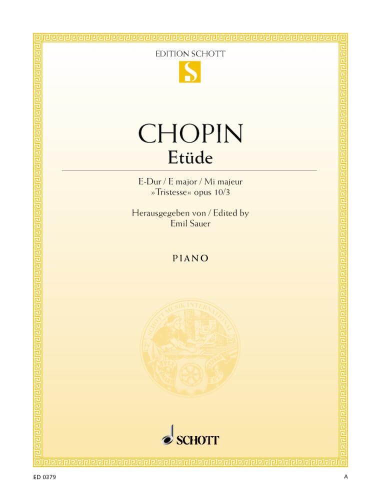 Desconocido SCHOTT CHOPIN FREDERIC - ETÜT E MAJOR OP. 10/3 - PIYANO Klasik skor Piyano - klavye enst