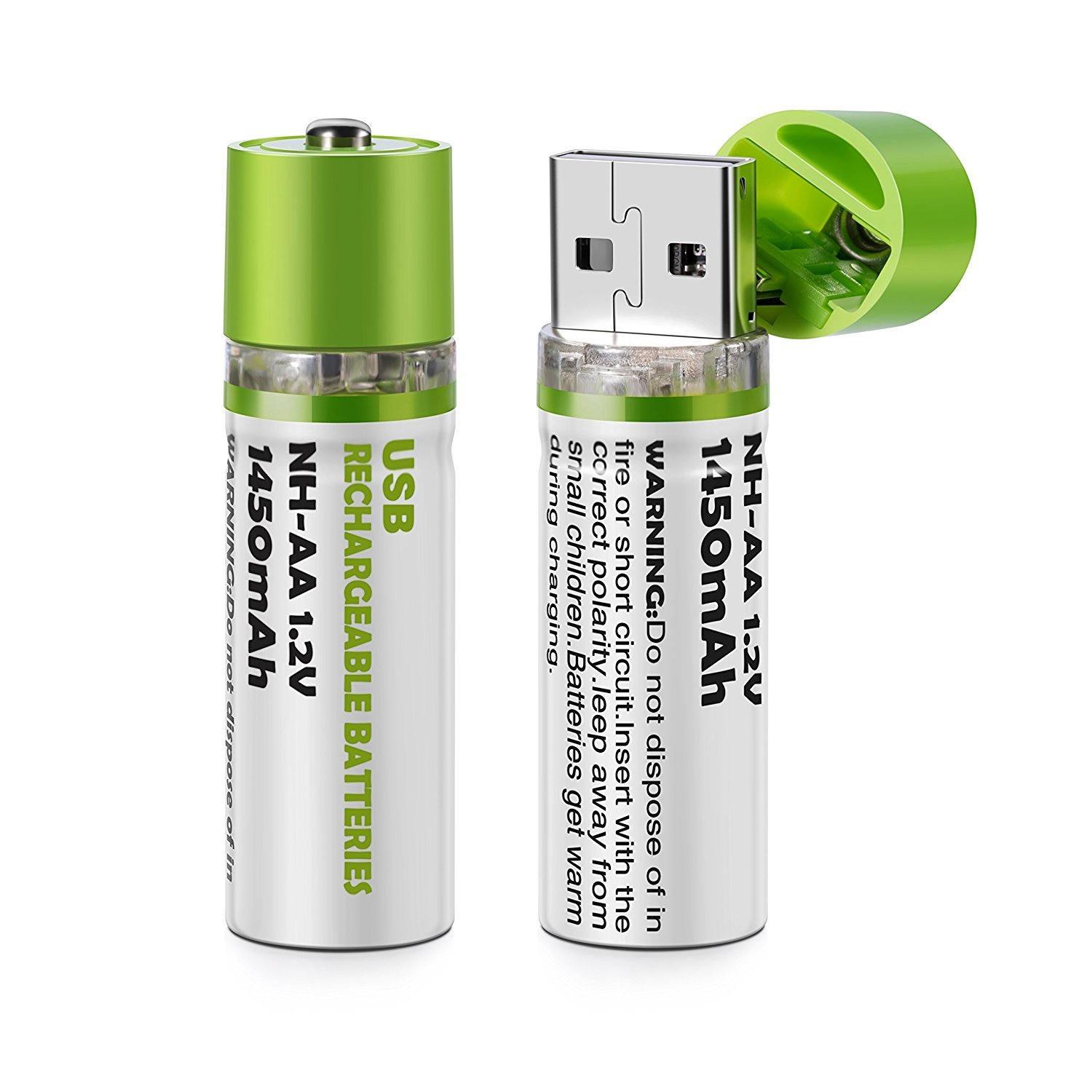 BUFFER® USB Şarjlı 1450mAh AA 1.2V Lityum Kalem Pil – 2’li Set, Tekrar Şarj Edilebilir Uzun Ömürlü Dönüştürülebilir Batarya