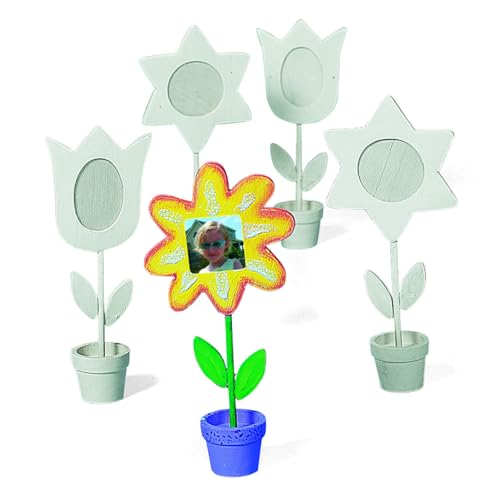 Fun Express Ahşap Çiçek kendin yap resim çerçevesi kiti - El işi için bu 12 Çiçek ahşap çerçevesiyle anılarınızı kaydedin - Ev Yapımı Büyükbaba ve Büyükbaba Hediyeleri, Çocuk Dostu El İşi