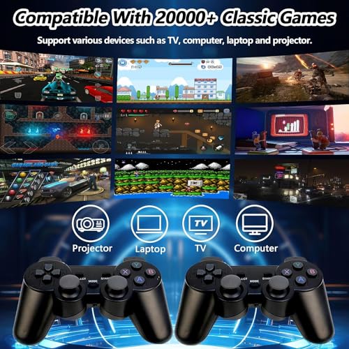 Retro Video Oyun Konsolu, 20.000+ Klasik Oyun Konsolu, 64G 4K HDMI Çıkışı Game Stick, İki Kablosuz Oyun Konsolu 2.4G Tak ve Çalıştır TV Çubuğu Taşınabilir Konsol Retro