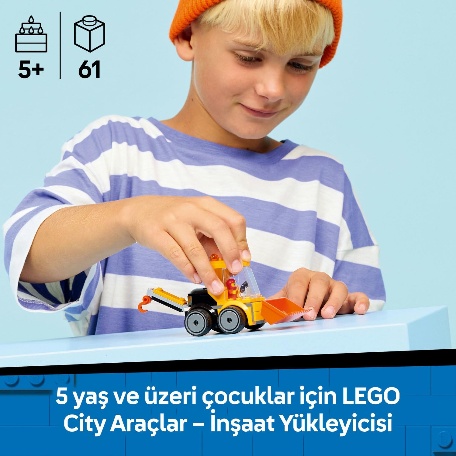 LEGO City Araçlar - İnşaat Yükleyicisi 60483 – 5 Yaş ve Üzeri Erkek ve Kız Çocuklar için İnşaat İşçisi Minifigürü İçeren Yaratıcı Oyuncak Yapım Seti, Çocuklar için Eğlenceli Hediye Fikri (61 Parça)