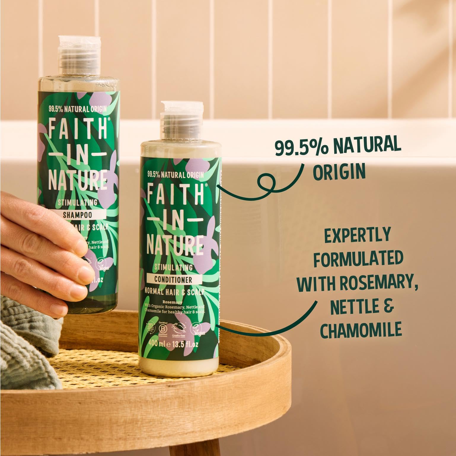 FAITH IN NATURE %99 Doğal Dengeleyici Saç Bakım Kremi Normal & Yağlanmaya - Kepeğe Meyilli Saçlar İçin (Biberiye, 400 ml)