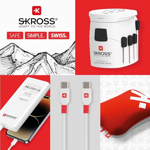 Skross SWISS Seyahat Adaptörü,1.500.211-E,World to Europe,Beyaz