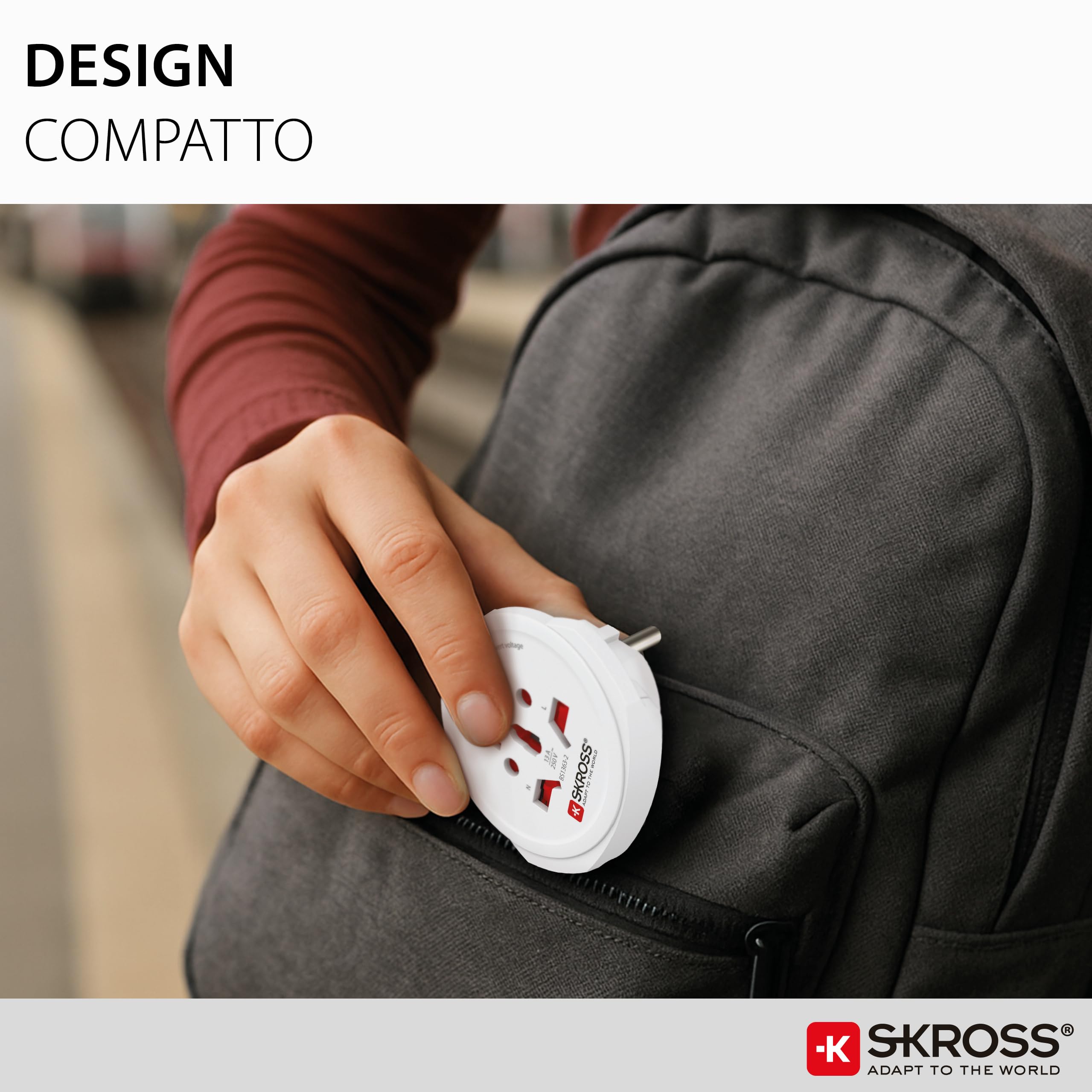 Skross SWISS Seyahat Adaptörü,1.500.211-E,World to Europe,Beyaz