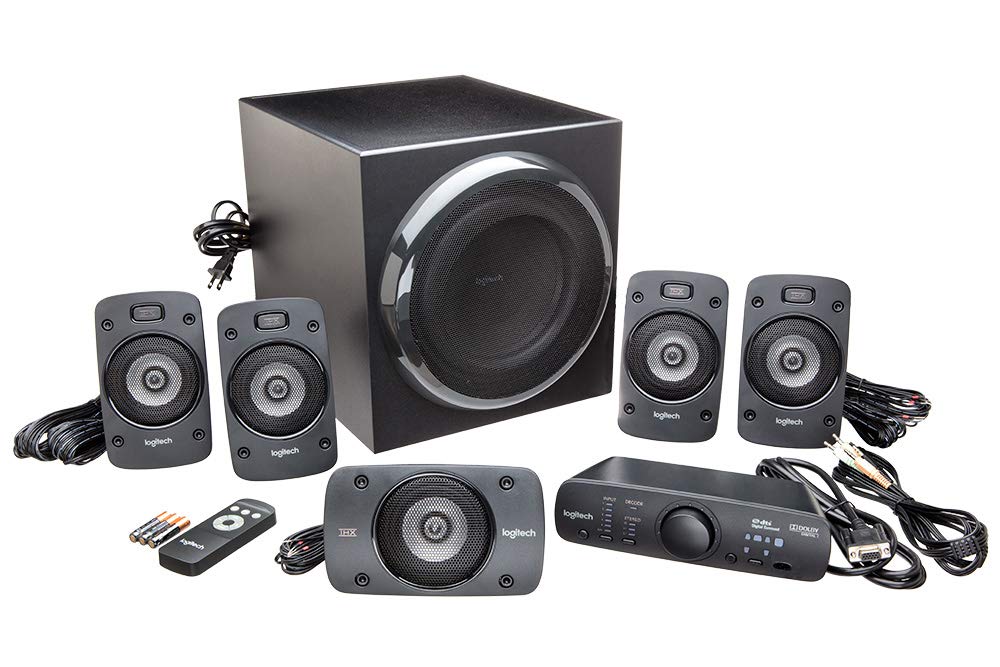 Logitech Z906 5.1 Surround Ses Hoparlör Sistemi, Çoklu Giriş, THX Sertifikalı, 1000 W Dolby Digital/DTS Kod Çözme Özellikli, Siyah