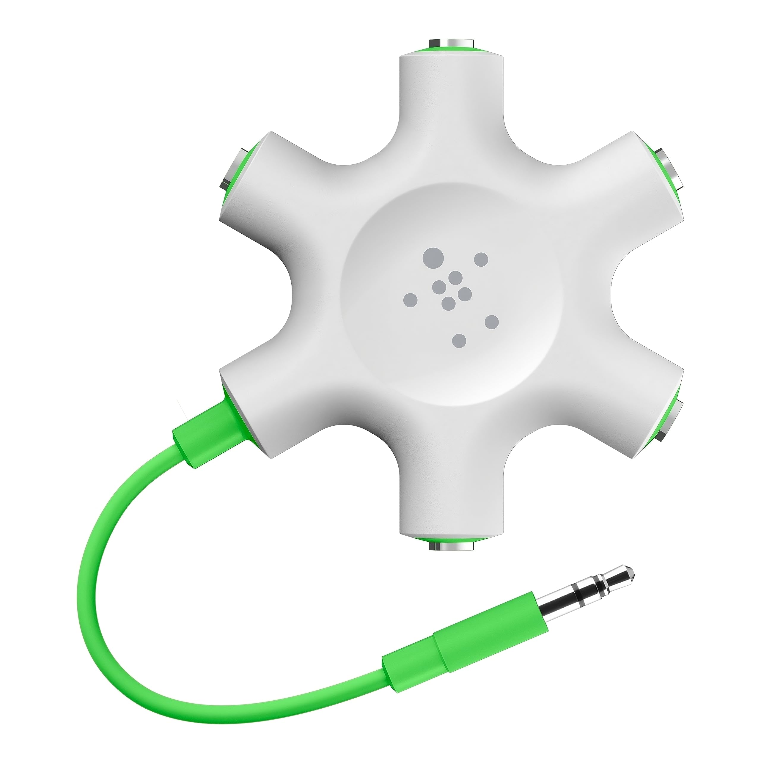 Belkin Rockstar kulaklık çoklayıcı kablo (5 kat jak dağıtıcısı, 3,5 mm jak) iPhone 11, 11 Pro, 11 Pro Max, XS, XS Max, XR, X, SE, Samsung Note9, S10/S10+/S10e Beyaz/açık yeşil