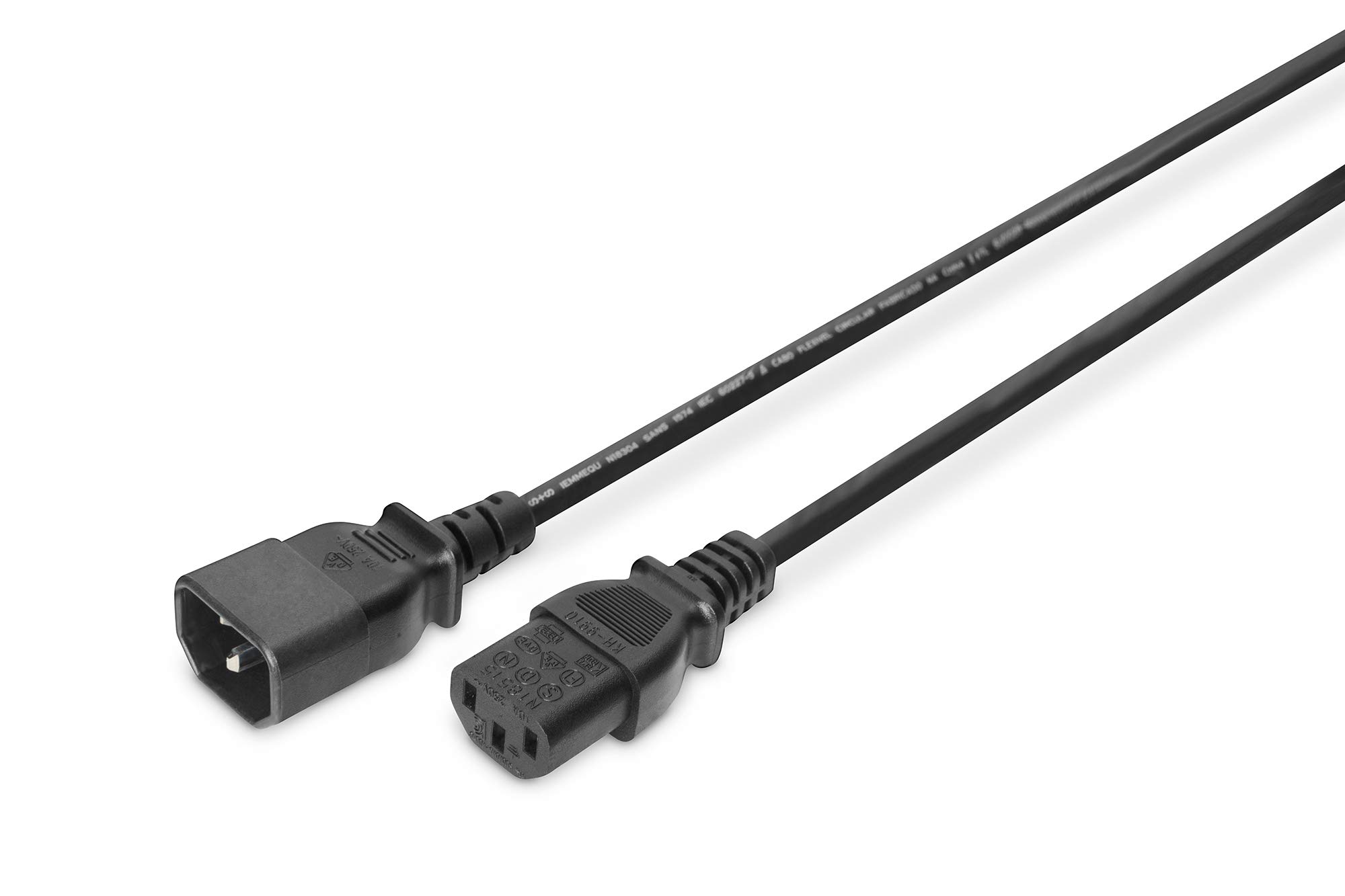 Digitus Assmann güç bağlantısı için uzatma, soğuk cihaz kablosu, AB versiyonu, C14 C13 üzerinde C14, fiş/soket, H05VV-F3G, 1,0 mm², uzunluk 5,0 m