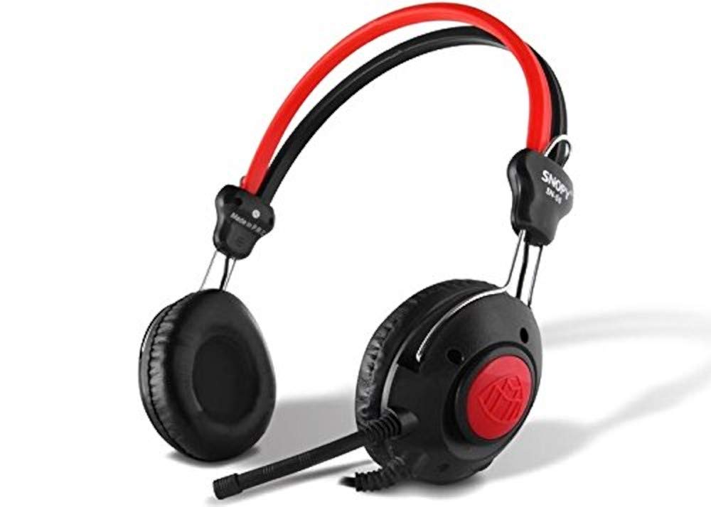 Snopy SN-58 Esnek Mik. Helezon Yaylı Kablo Mikrofonlu Kulaklık, Siyah/Kırmızı