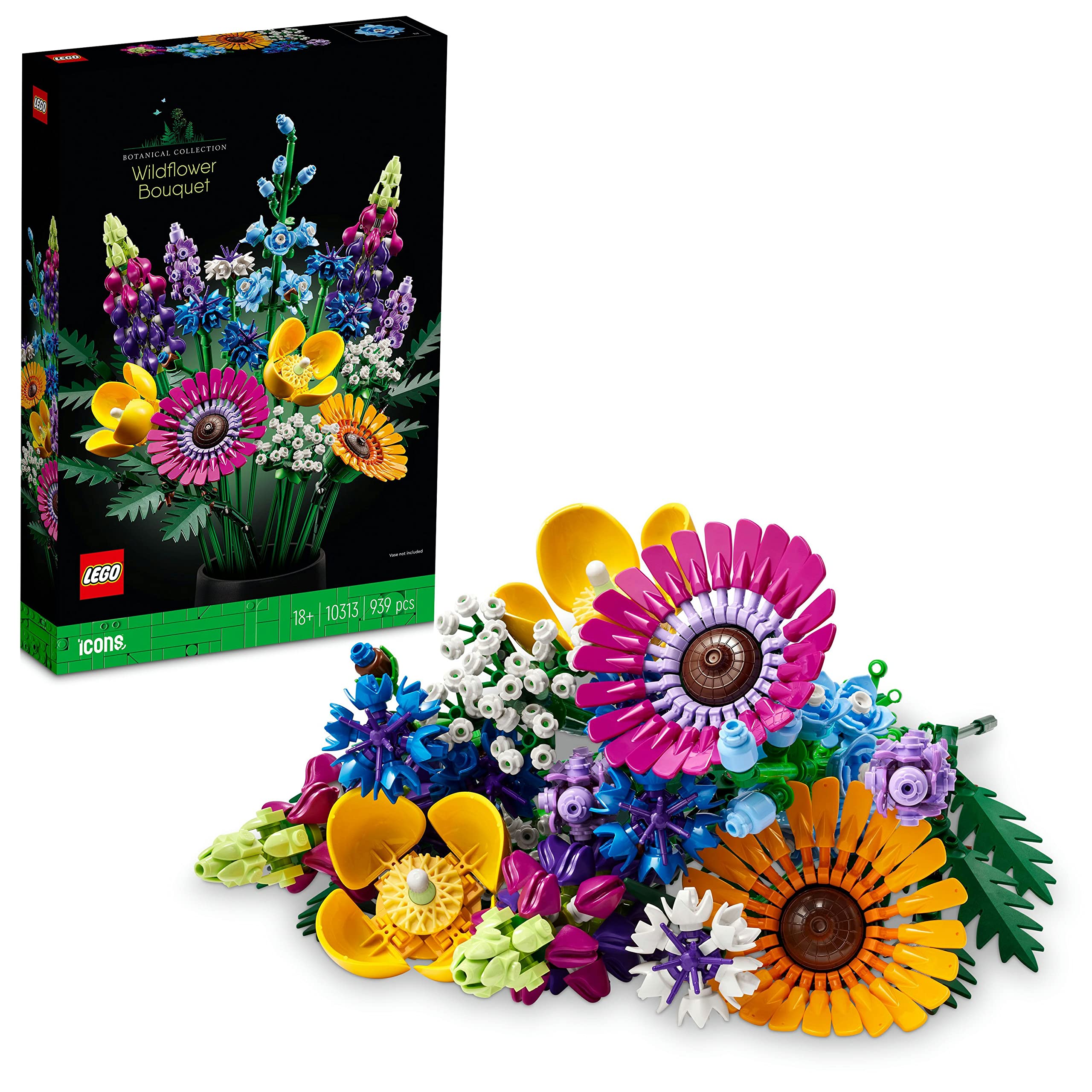 LEGO Icons Kır Çiçekleri Buketi Seti, Gelincik ve Lavanta İçeren Yapay Çiçekler, Yetişkinlere Yönelik Hobi, Ev Dekoru, Kadın ve Erkekler İçin Hediye, Botanik Koleksiyonu 10313