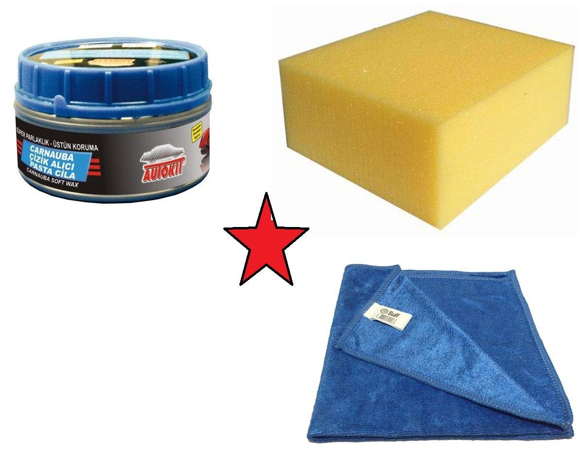 Fa Oto Araba Kaporta Boya Tampon Cizik Giderici Pasta Cila mikrofiber bez sünger hediyeli 3 lü set