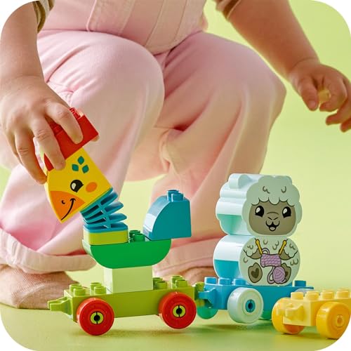 LEGO DUPLO İlk Hayvan Trenim 10412 – 1.5 Yaş ve Üzeri Çocuklar için Doğum Günü Hediyesi Fikri, Tekerlekli Oyuncak Tren ve 4 İnşa Edilebilen Hayvan Figürü İçeren Eğitici Oyuncak Yapım Seti (19 Parça)