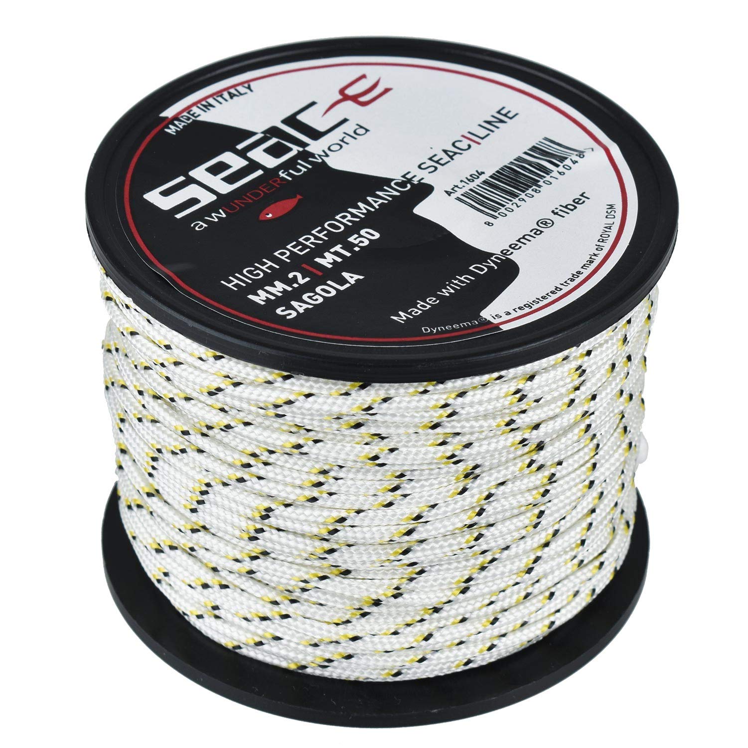 SEAC Dyneema Core, 50 m su altı balıkçılığı için çizgi, üniseks yetişkin makarası, beyaz/sarı, 2 mm x m