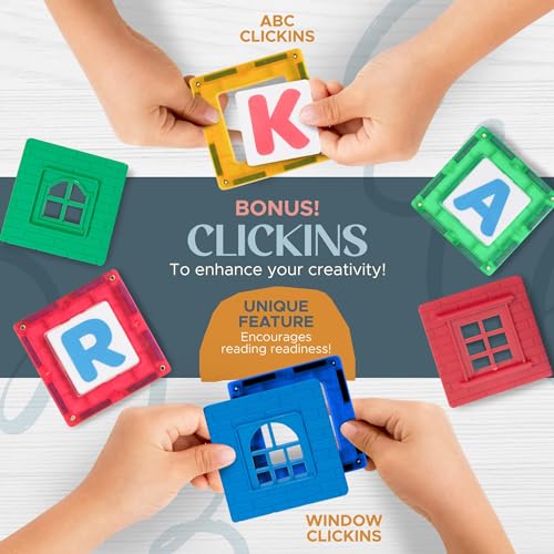 Playmags 100 Parça Manyetik Blok Set | 3+ Yaş Bebek ve Çocuklar için STEM Montessori Eğitim Seti | Okul Öncesi ve İlkokul Çocuklarına Uygun Oyuncak