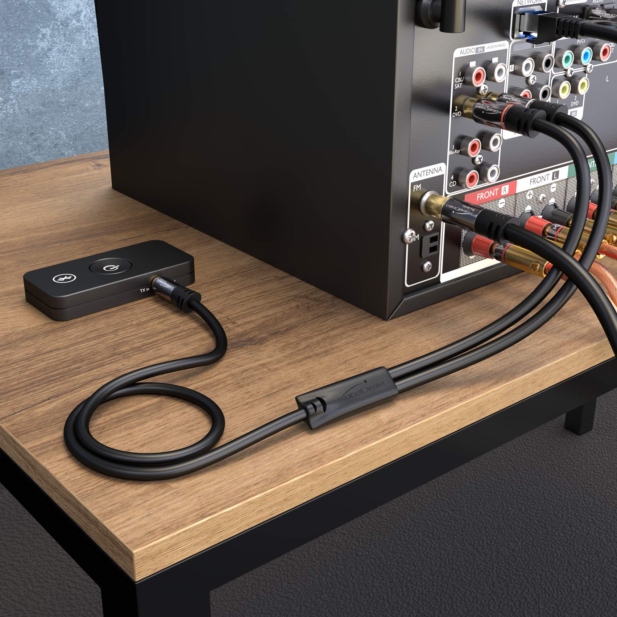 KabelDirekt – Cinch'ten 3,5mm Jack'a Adaptör Kablosu – 3m – Çok yönlü tak ve çalıştır ses kablosu (Aux/3,5 mm'den 2x Cinch/RCA'ya akıllı telefon, tablet, ses çubuğu, TV, dizüstü bilgisayar, MP3)