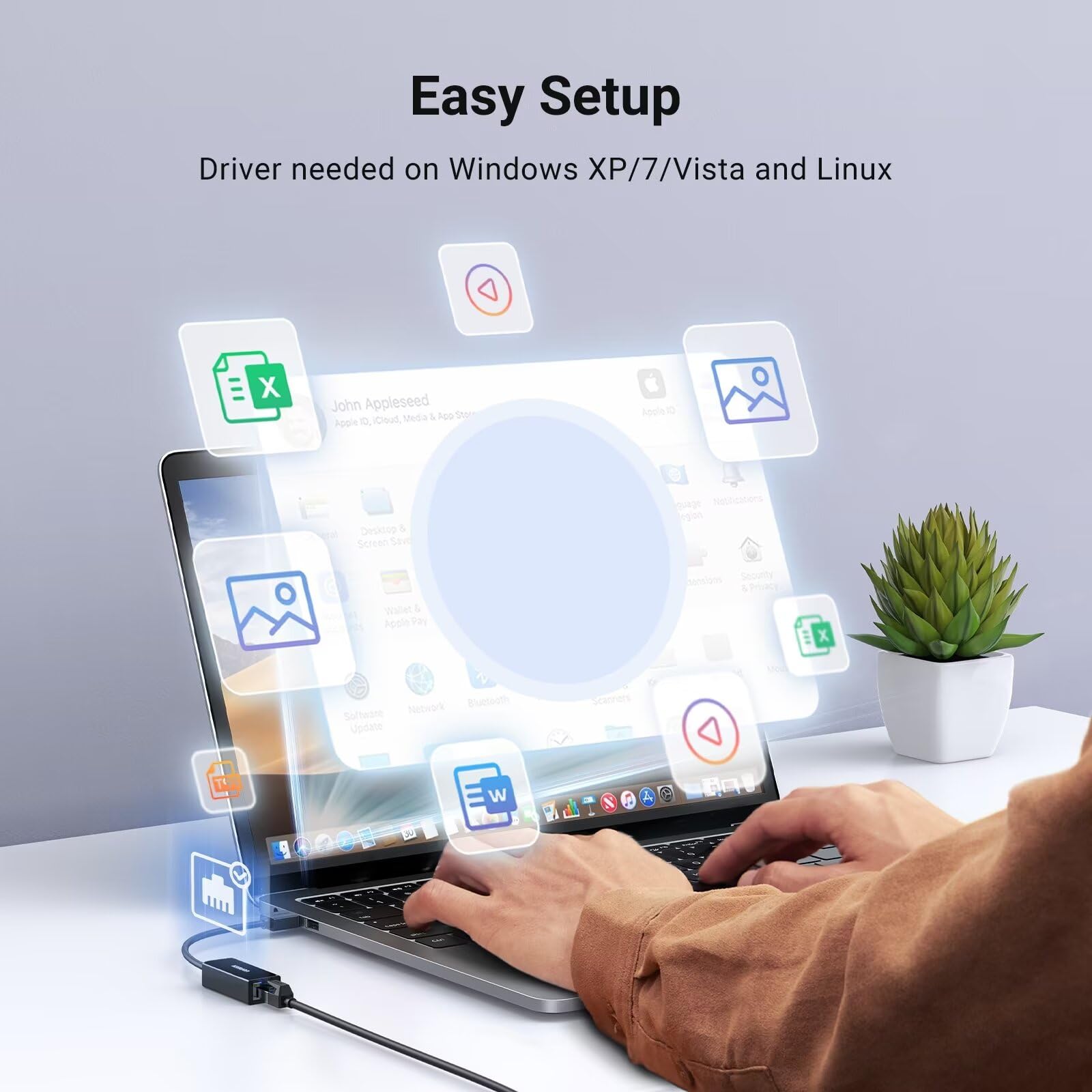 UGREEN Usb 2.0 Rj45 Ethernet Adaptörü 100Mbps Mac Os Windows 10 8 7 Pc Dizüstü Bilgisayar Switch Vb. İle Uyumludur. (Siyah)