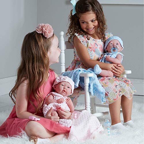 JC TOYS Berenguer Baby-Puppe in Rosa Strickstrampler mit Decke, Vinyl, Mädchen