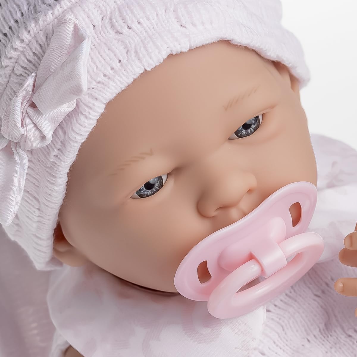 JC TOYS Berenguer Baby-Puppe in Rosa Strickstrampler mit Decke, Vinyl, Mädchen