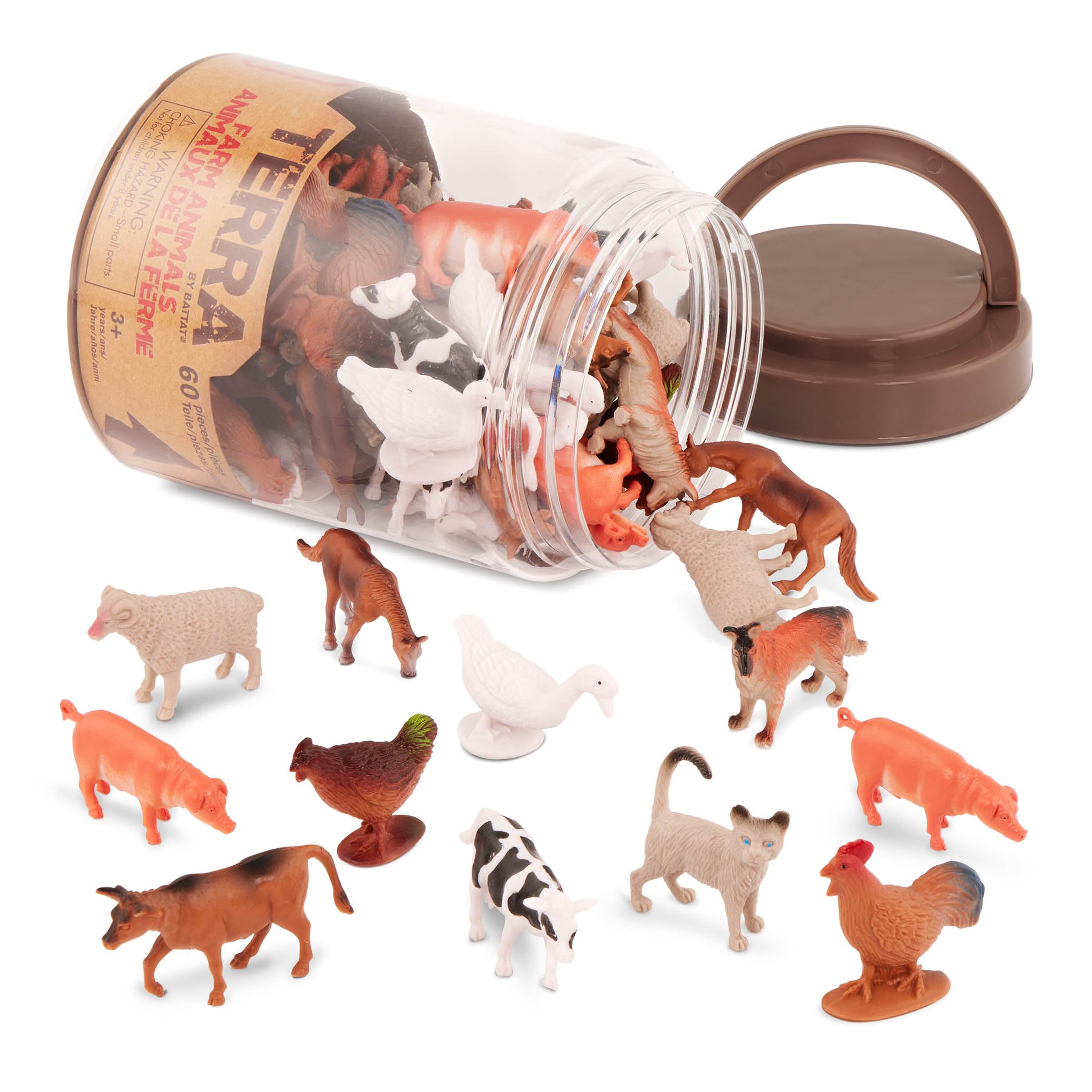 Terra by Battat – 60pcs Farm Animals Toy Tube – Mini Plastic Barnyard Animal Figurines for Kids – Includes Cow, Pig, Goat, Sheep & More – Educational Playset for Toddlers Ages 3+