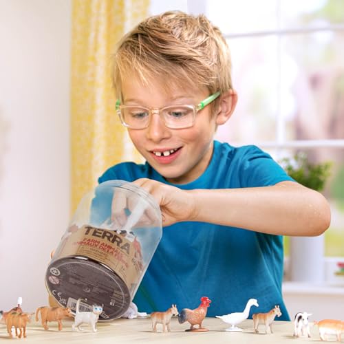 Terra by Battat – 60pcs Farm Animals Toy Tube – Mini Plastic Barnyard Animal Figurines for Kids – Includes Cow, Pig, Goat, Sheep & More – Educational Playset for Toddlers Ages 3+