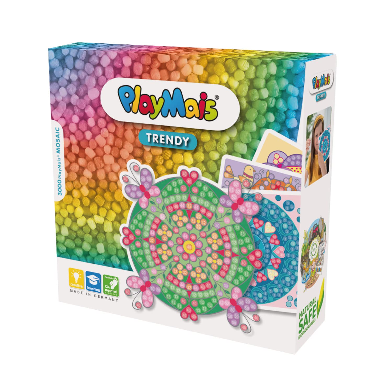 Playmais Trend Mozaik Mandala yaratıcı set, el işi için, 6 yaşından büyük çocuklar için, 3.000'den fazla adet ve 6 mozaik, mandalalı yapışkan resim, yaratıcılığı ve ince motor becerilerini teşvik eder