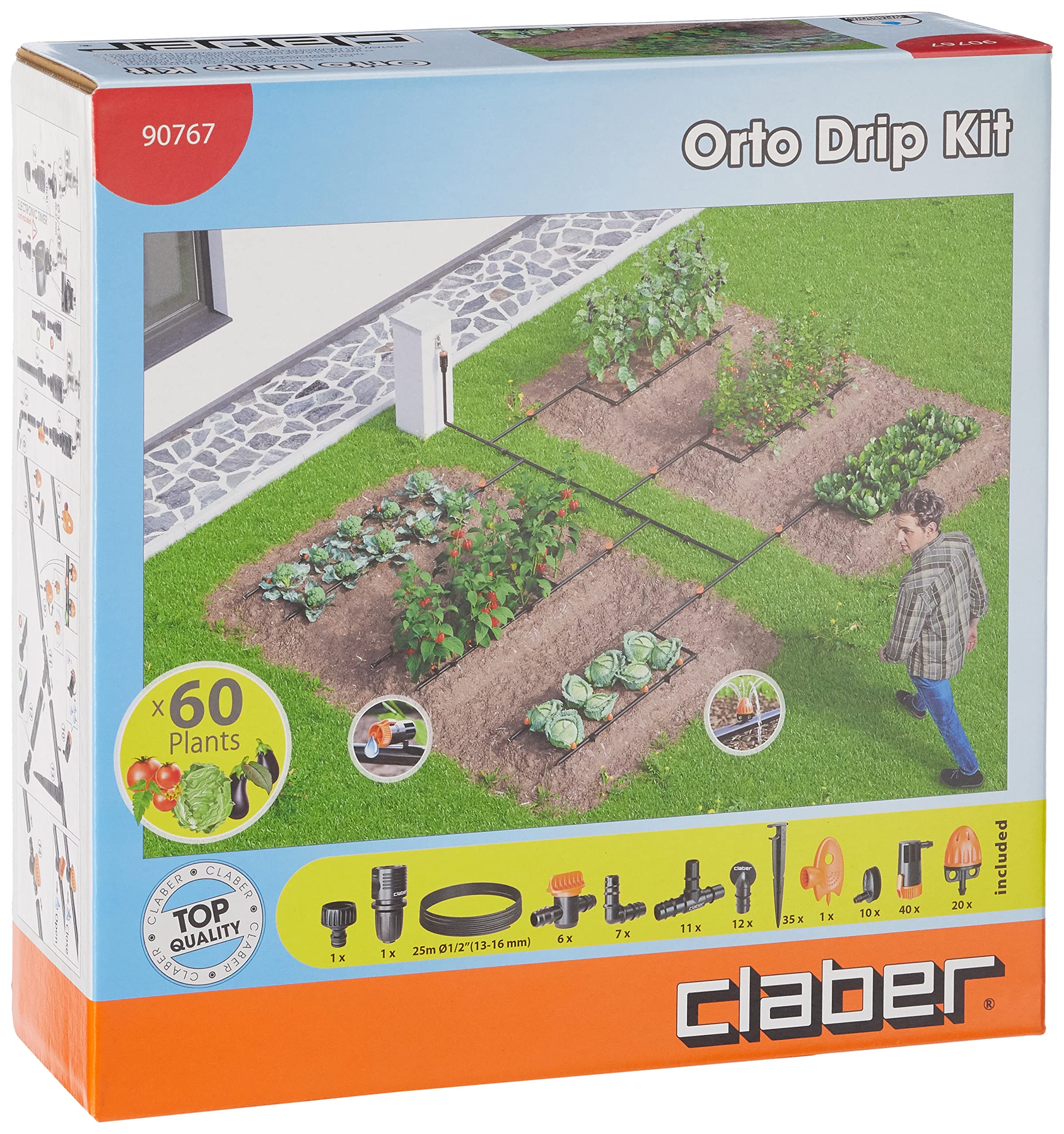 Claber 90767 Orto Drıp Kıt Damlama Sulama Sistemi Kiti- 25 Metre