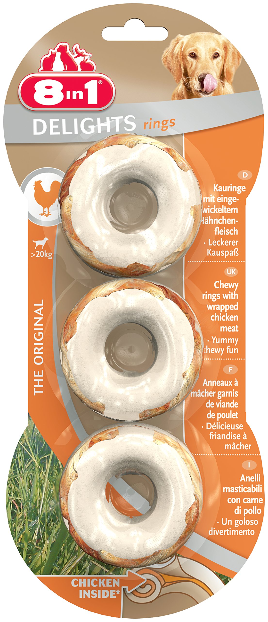 8in1 Delights Tavuklu Halka Köpek Kemiği 3 Adet