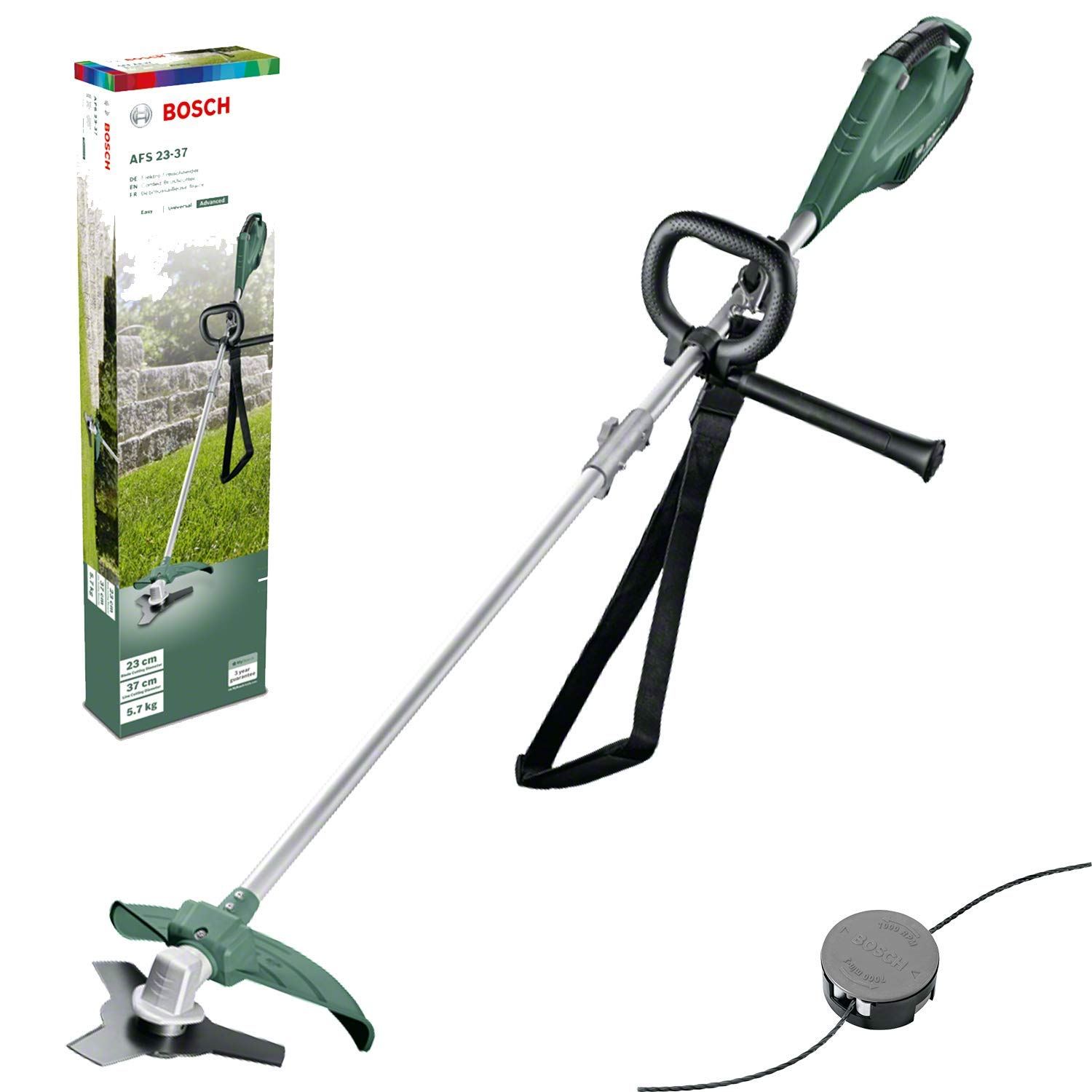 Bosch AFS 23-37 Elektrikli Tırpan, Ayarlanabilir Kayış, Kesme Genişliği 23 mm (Bıçak ile), 37 cm (Tı