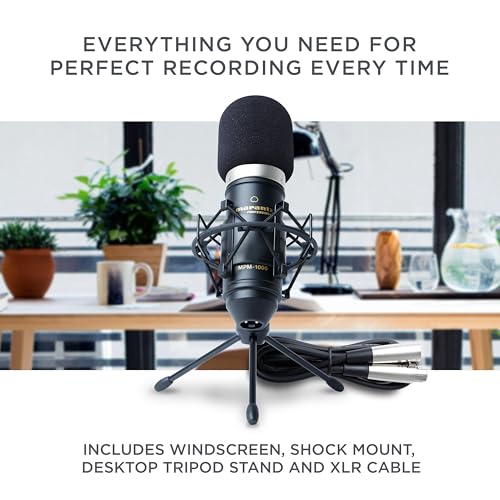 Marantz Professional MPM-1000 - Podcast, akış, şarkı söyleme, tele-çalışma ve oyun için masa standı ve kablolu XLR kondenser stüdyo mikrofonu