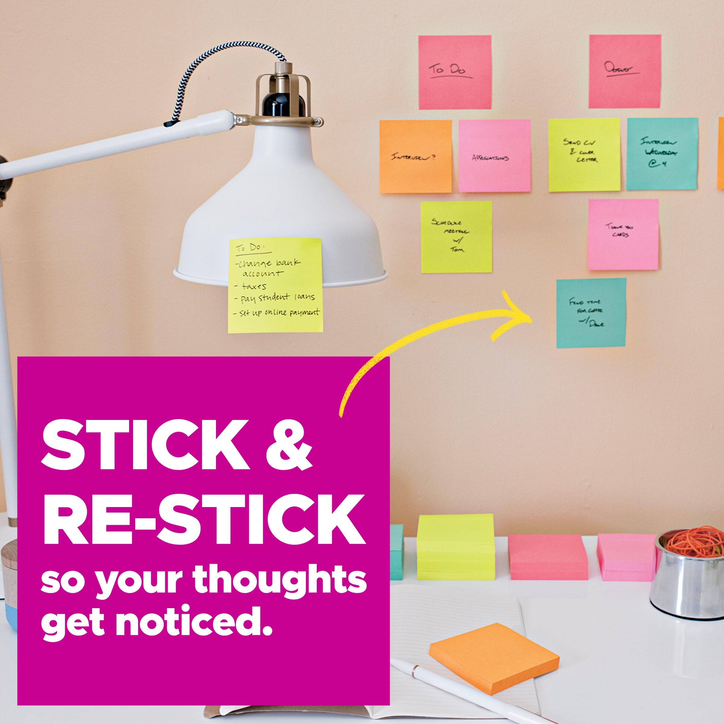 Post-it Süper Yapışkan Notlar, 24 Not Defteri, 3x3 inç, 2 x Yapıştırma Gücü, Okul Malzemeleri ve Ofis Ürünleri, Dikey Yüzeyler için Yapışkan Notlar, Monitörler, Duvarlar ve Pencereler, Süpernova Neons