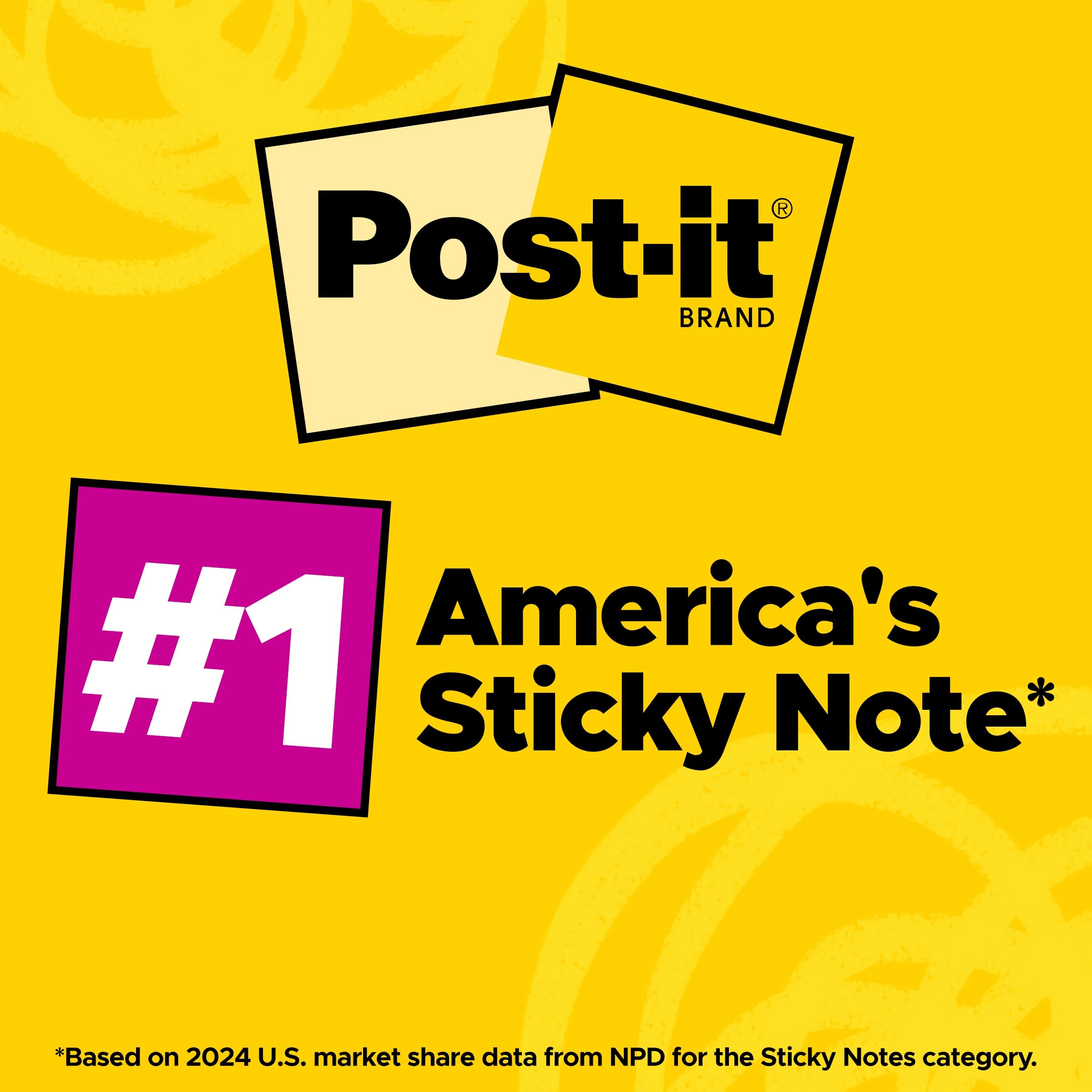 Post-it Süper Yapışkan Notlar, 24 Not Defteri, 3x3 inç, 2 x Yapıştırma Gücü, Okul Malzemeleri ve Ofis Ürünleri, Dikey Yüzeyler için Yapışkan Notlar, Monitörler, Duvarlar ve Pencereler, Süpernova Neons
