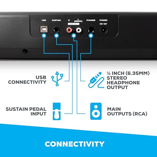 Alesis Recital Dijital Piano Klavye 88 Tuşlu Yeni Başlayanlar İçin Yarı Ağırlıklı Tuşlu, Dahili Hoparlörlü ve Piano Dersli