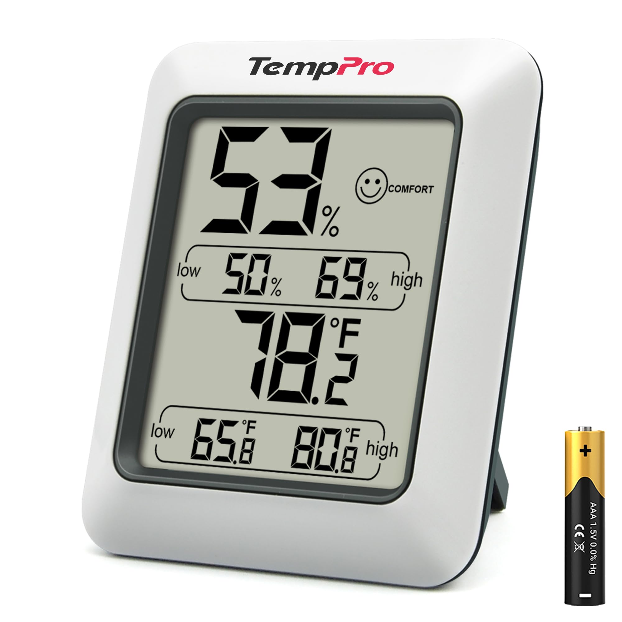 ThermoPro TP50 dijital termo-higrometre, iç mekan termometresi, higrometre, sıcaklık ve nem ölçer, oda iklimi kontrolü, oda havası kontrolü, klima monitörü için
