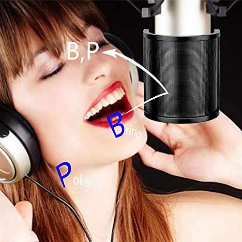 PEMOTech Mikrofon Pop Filtresi, [Yükseltilmiş Üç Katman] Mikrofon Pop Filtresi, Mikrofon Ön Cam Kapağı, Ses Kaydı için El Mikrofon Kalkanı Maskesi, Youtube Videoları, Akış