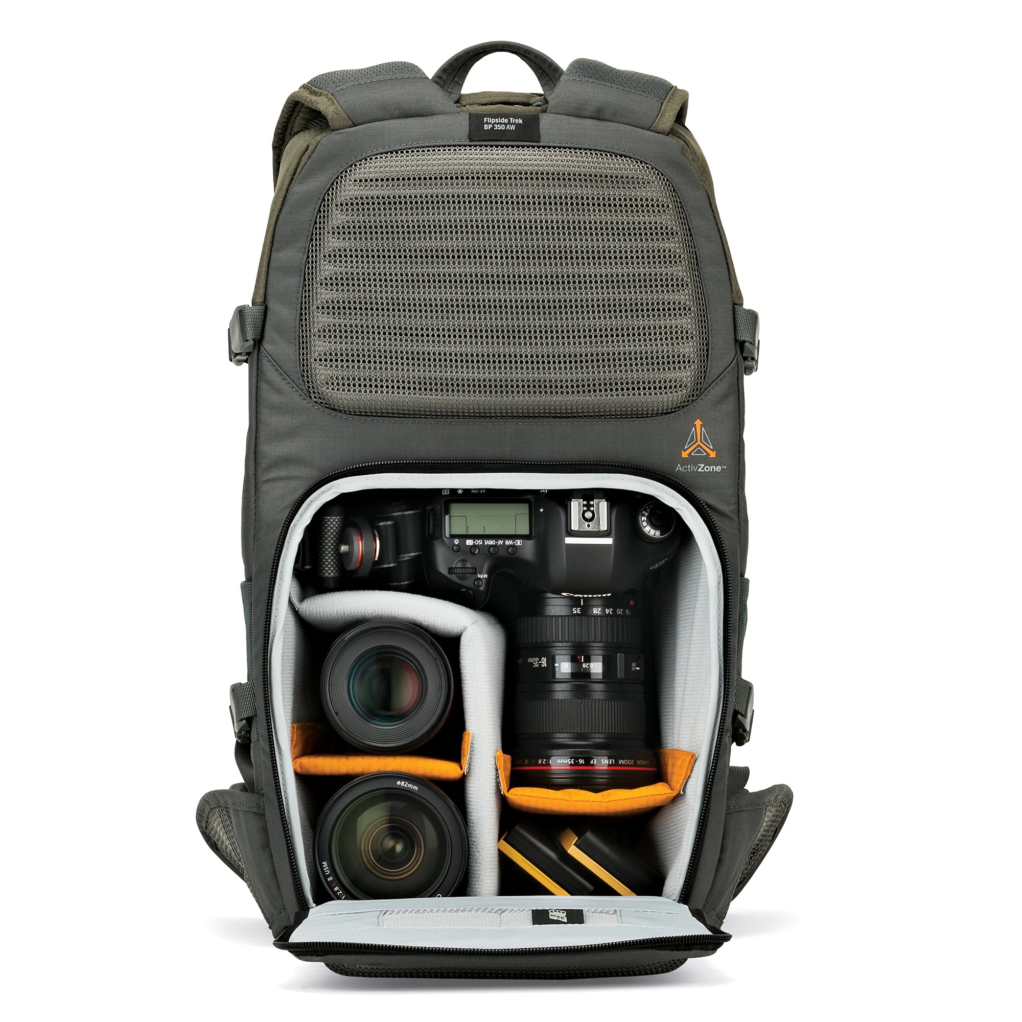 Lowepro Flipside Trek Bp 350 Aw Fotoğraf Makinesi Sırt Taşıma Çantası, Gri/Koyuyeşil